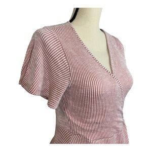 Anthropologie Mauve Striped V-Neck Tee